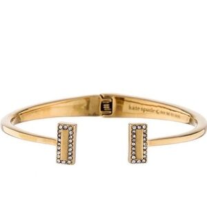 Kate Spade Raising the Bar Gold Rhinestone Hinge Cuff Bracelet